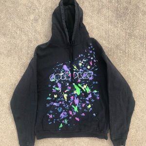 Black Coldplay Hoodie with Neon Butterflies